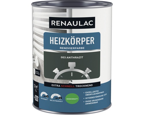 RENAULAC radiatorverf, satijnen afwerking, antraciet, 1 L
