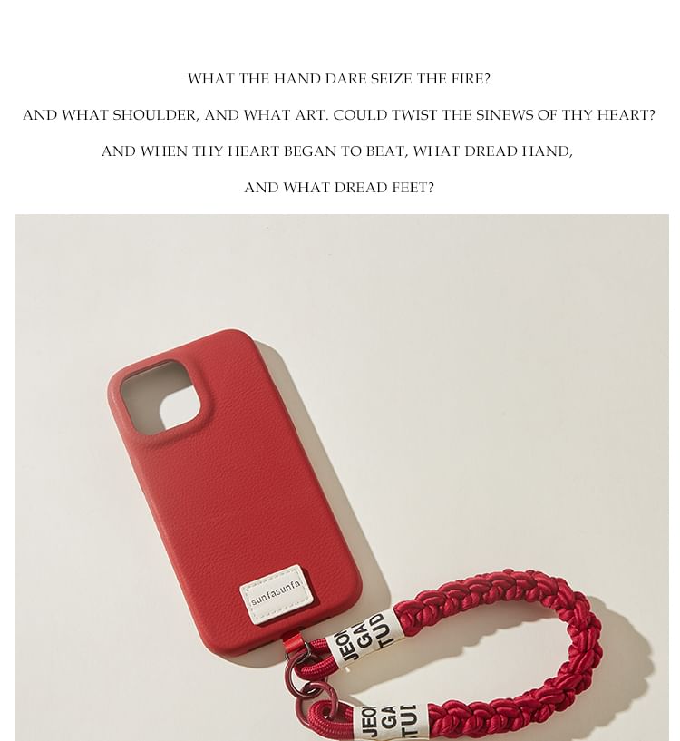 Bohod - Gevlochten telefoonband met letterprint en koordkussen