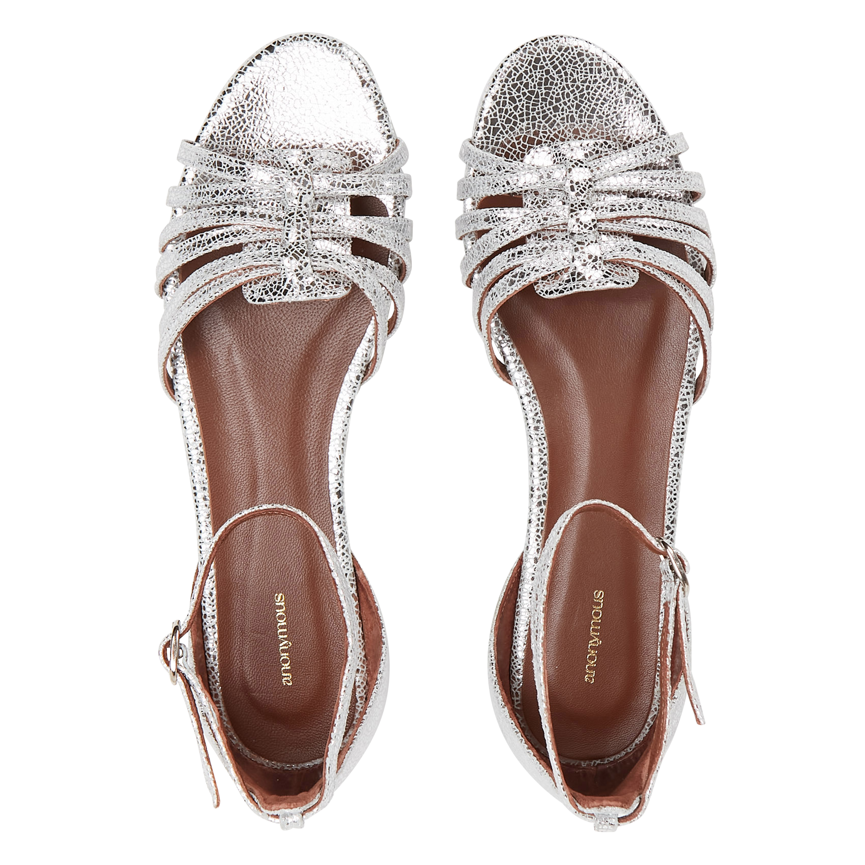 MAREIKE 10 - Sandales plates en cuir| Argent