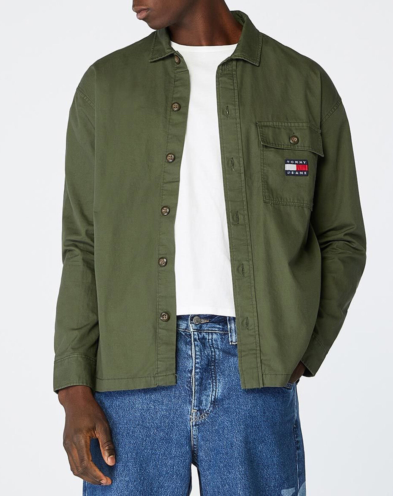 Tommy Jeans Surchemise droite Cassic Solid kaki