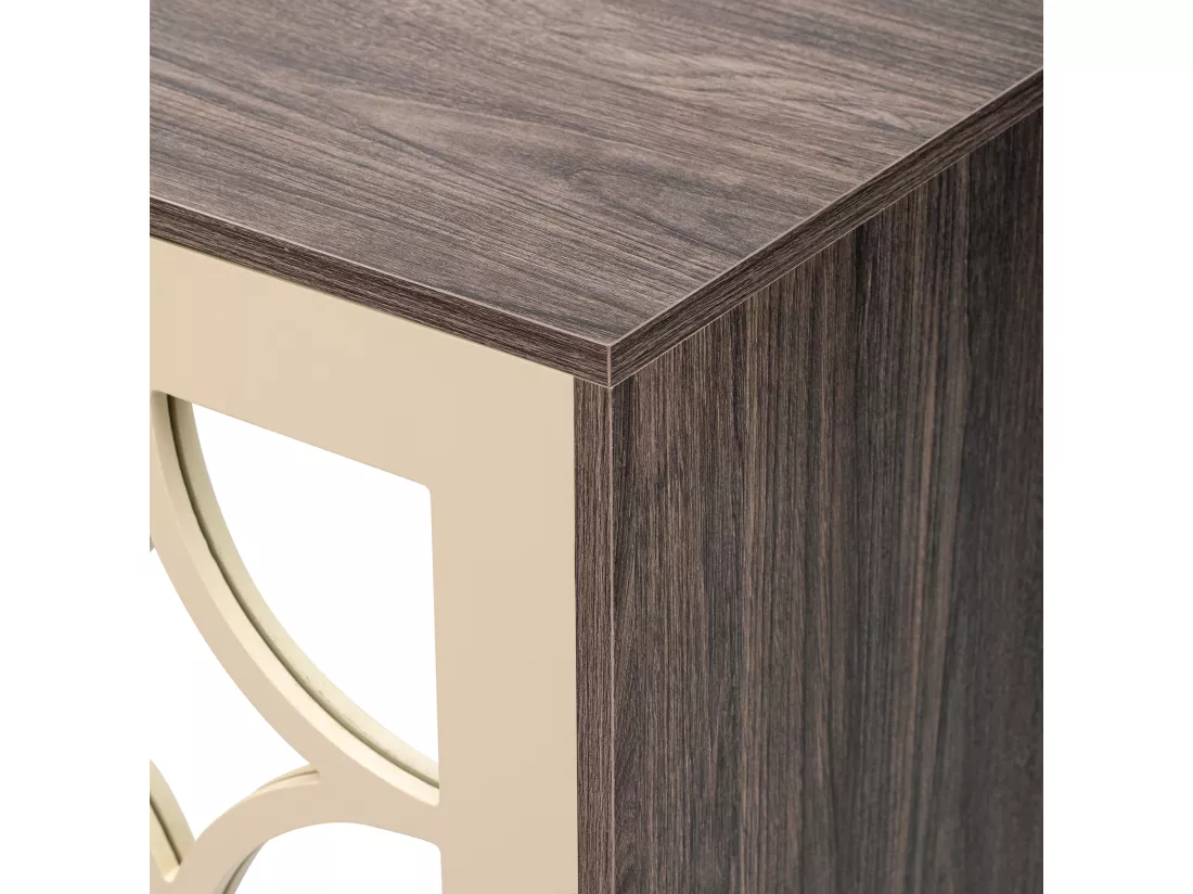 Buffet avec 4 portes vitrées - avec étagères réglables - Naturel