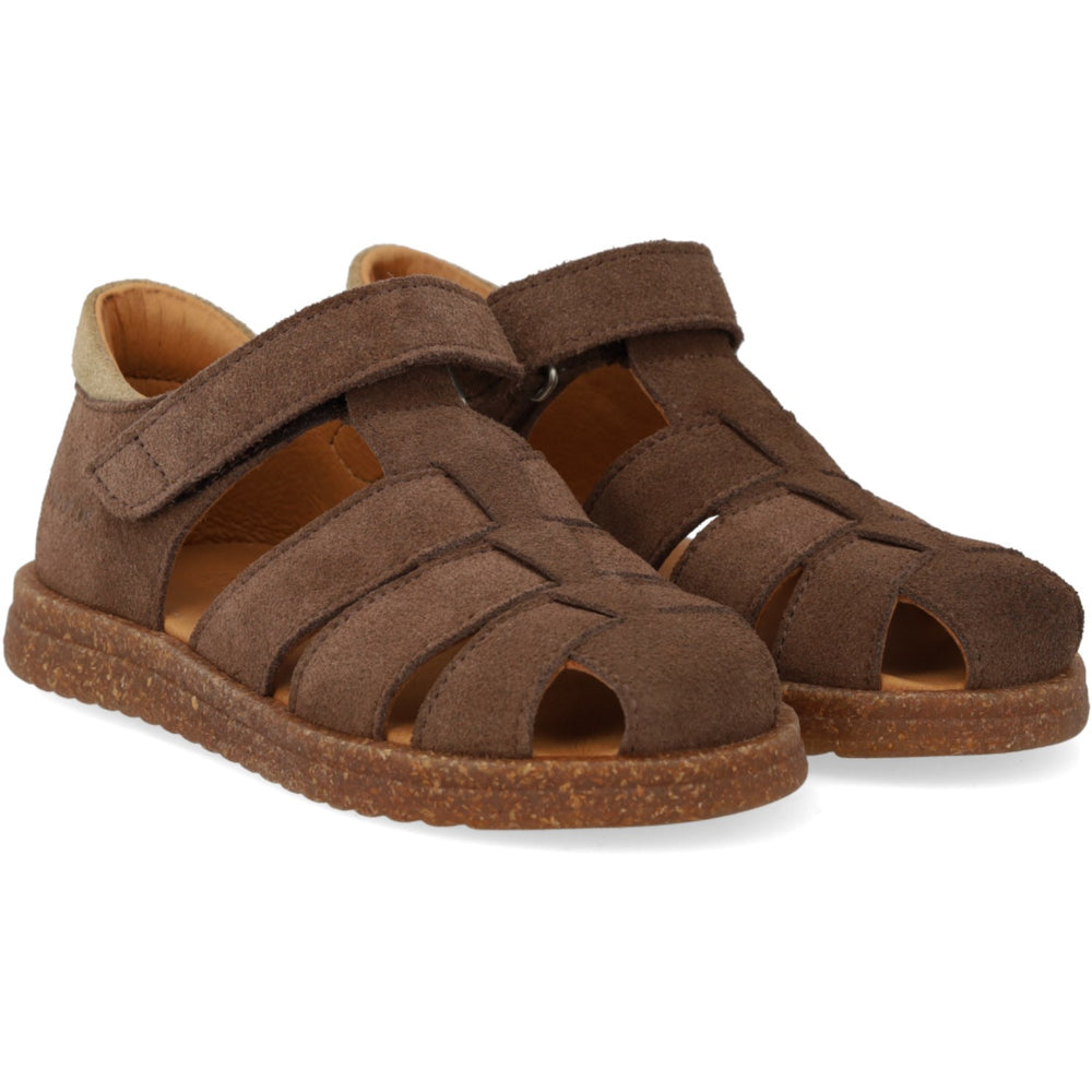 Køb Angulus Dark Taupe/Sand Sandal Med Justerbar Velcrolukning