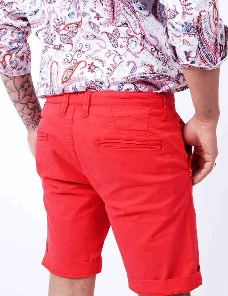 RECYCLED ART WORLD SHORT CHINO STRETCH TRUE ROUGE