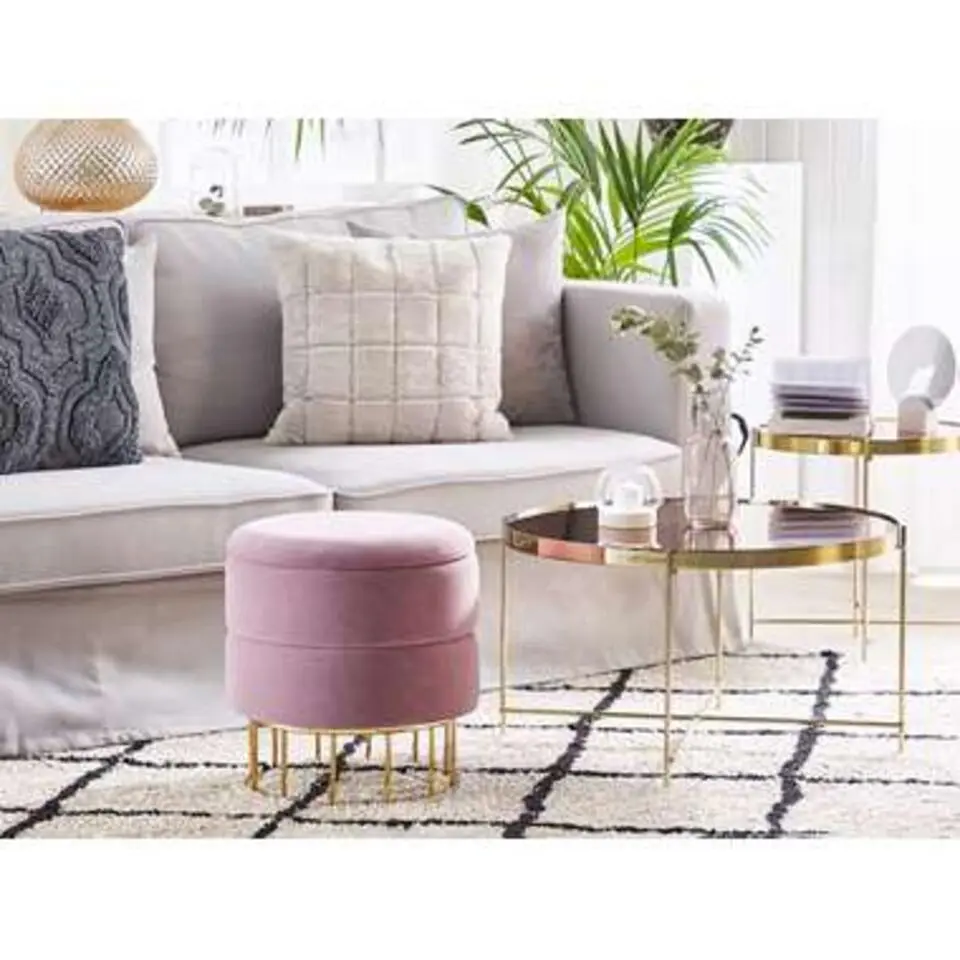 ELGIN - Poef - Roze - 37 cm - Fluweel