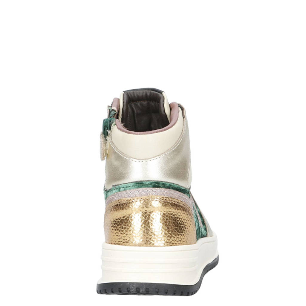 Hip leren sneakers beige/groen