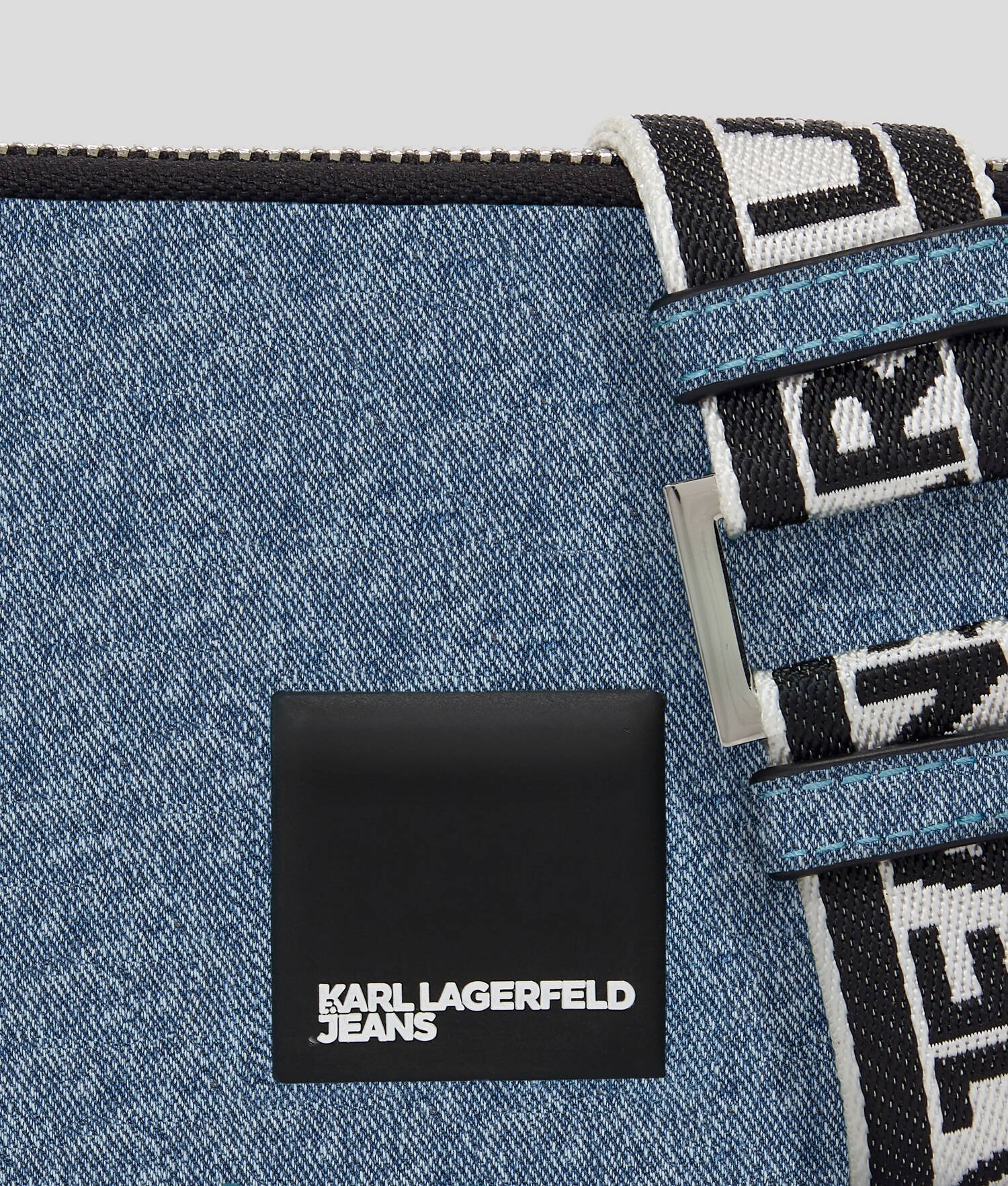MINI SAC BANDOULIÈRE EN DENIM AVEC LOGO KLJ ENCADRÉ