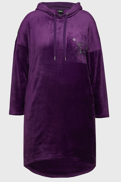 Loungewear-Nickikleid, Kapuze, Langarm, recycelt