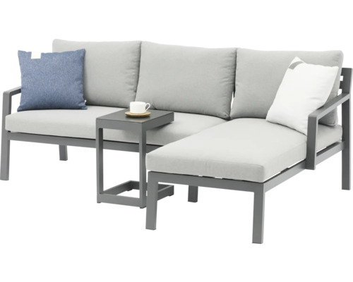 Destiny MILANO 5-zits balkonset bestaande uit: 2 banken, bijzettafel in antraciet aluminium