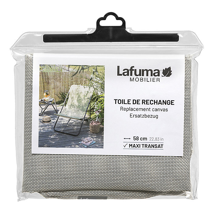 Toile de rechange et têtière pour maxi transat couleur seigle II largeur dossier 58cm Lafuma Mobilier