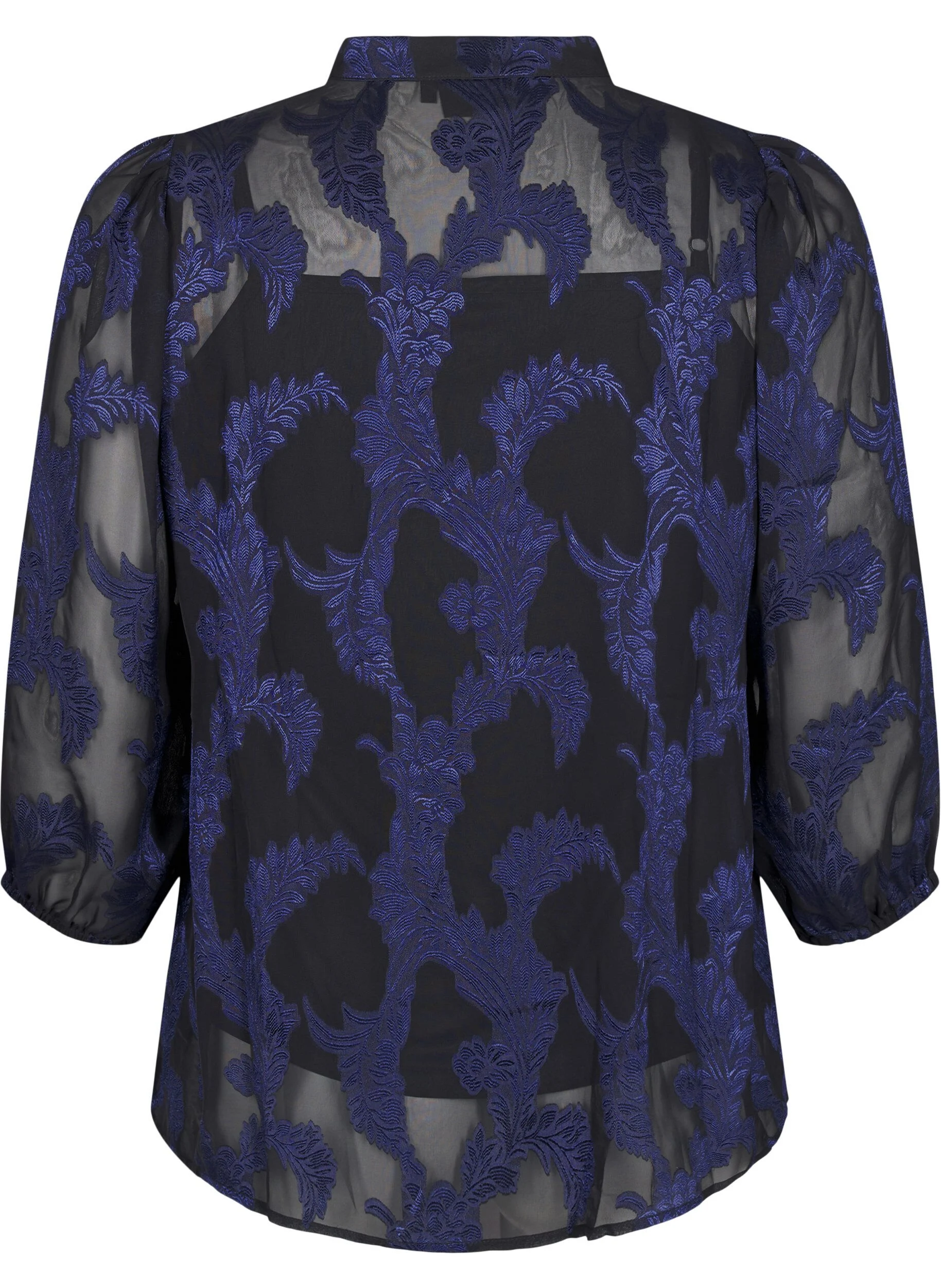 Chiffon bluse med jacquard mønster