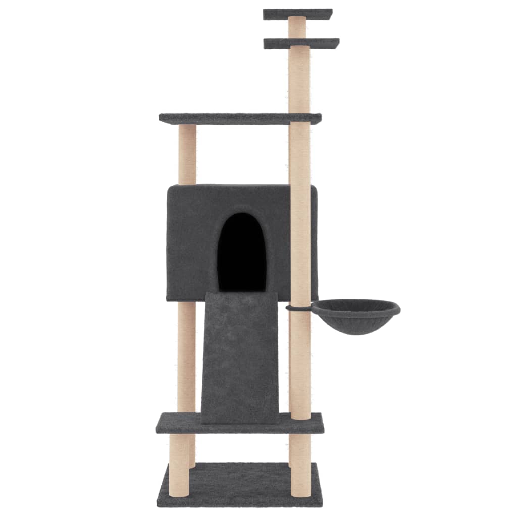 Arranhador para gatos vidaXL com hastes de sisal cinza escuro, 153 cm