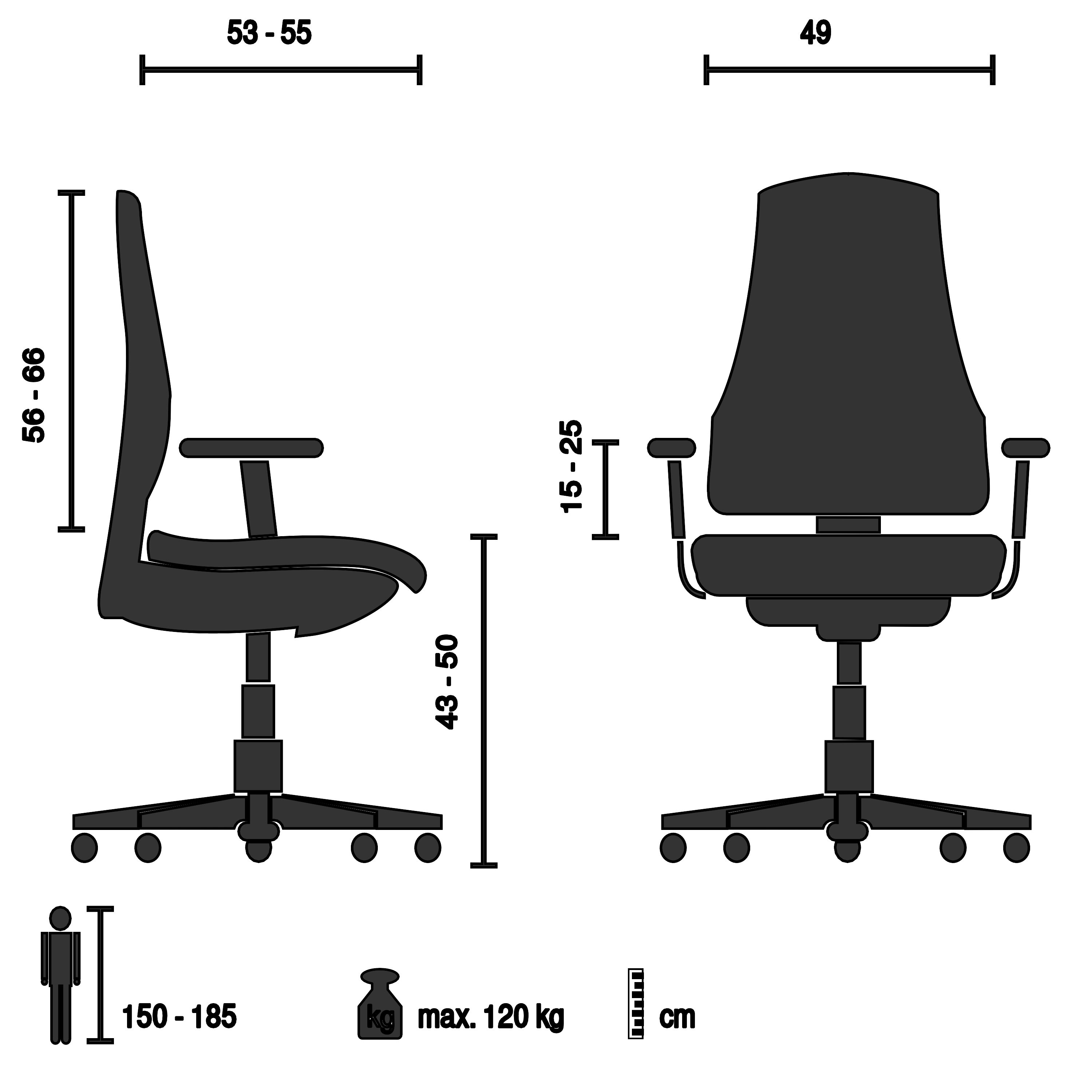 Profi Bürostuhl COLORE Stoff/Netzstoff mit Armlehnen (höhenverstellbar) hjh OFFICE
