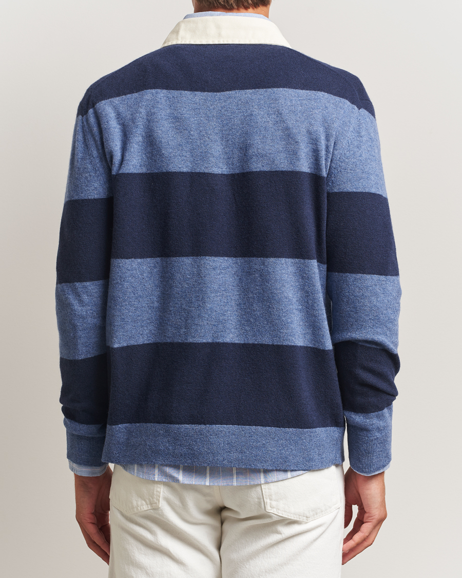 GANT Extra Fine Lambswool Striped Knitted Rugger Marine