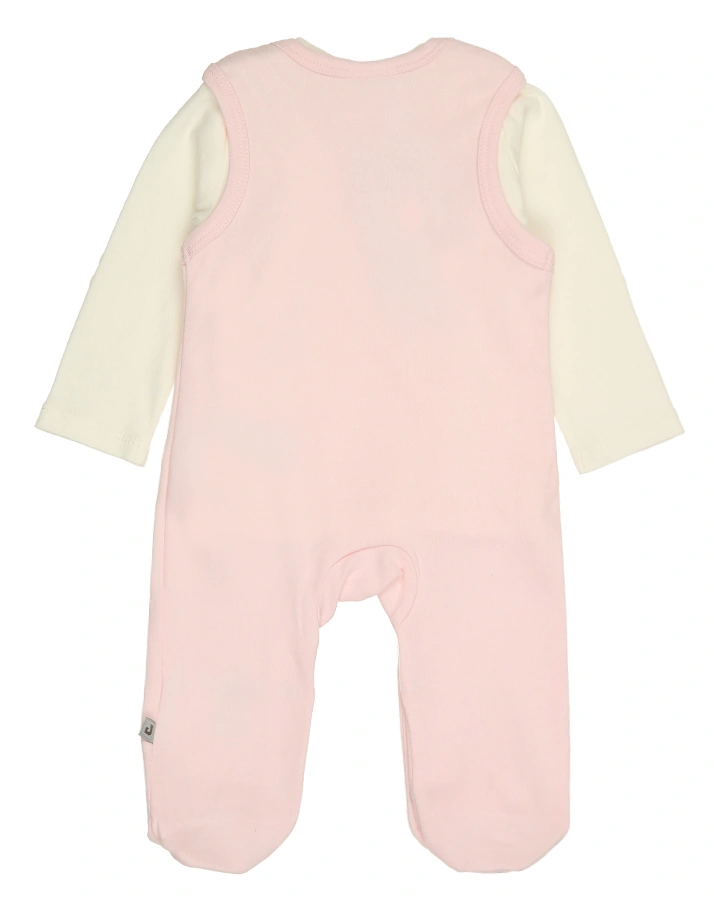 Strampler GIRAFFEN mit Langarmshirt in rosa/weiß