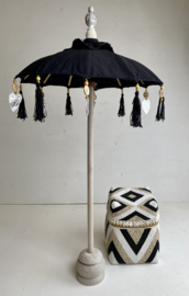 Mini bamboe tafelmodel parasol wit