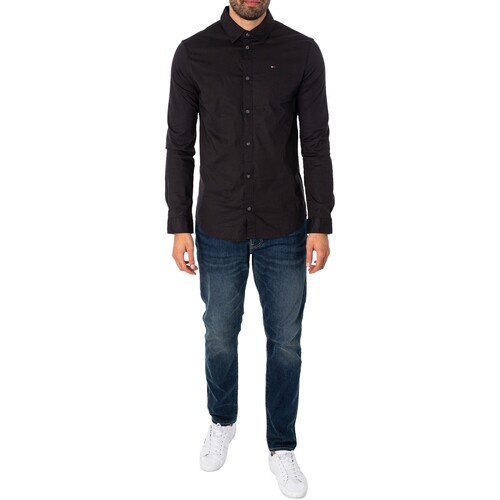 Tommy Jeans - Camisa Original Stretch Slim Negro