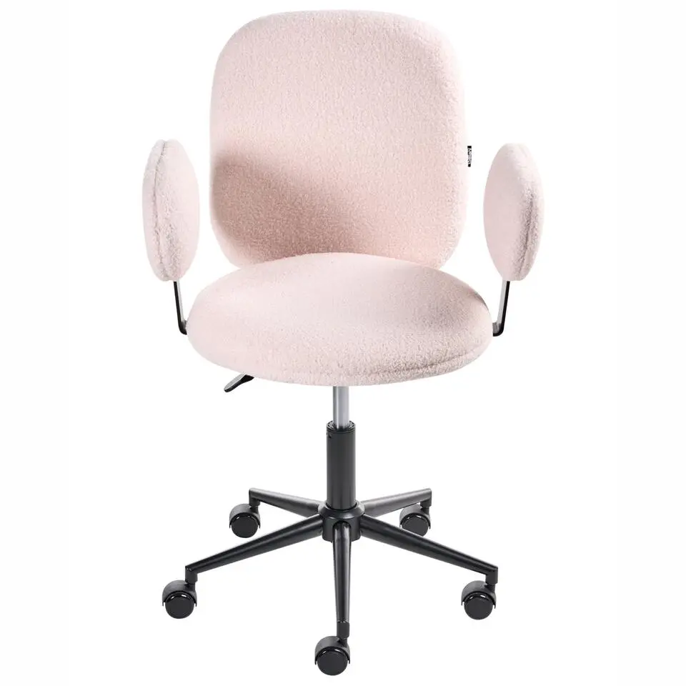 MORAGA - Bureaustoel - Pastelroze - Bouclé