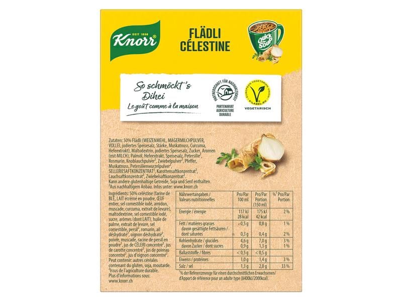 Knorr Quick Soup Flädli 3 Portionen Fertigsuppe mit Eierkuchen-Streifen