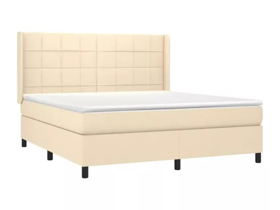 Sommier tapissier avec matelas et LED Crème 160x200 cm Tissu