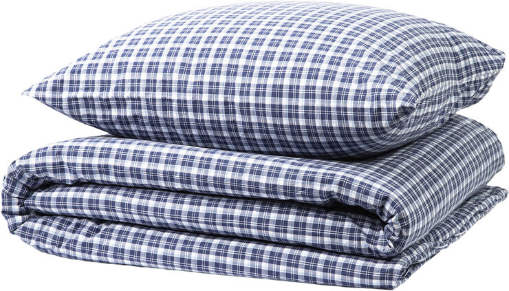 Magasin du Nord Collection Check washed percale 140x220cm navy/white