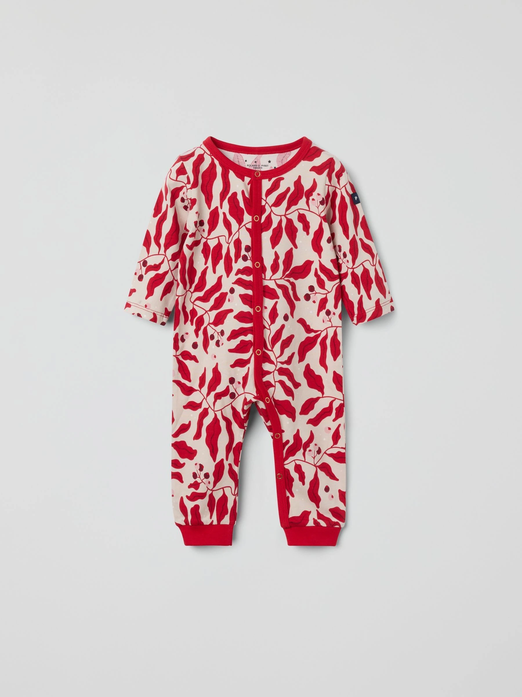 Polarn O. Pyret Organic Cotton Christmas Berry Print Sleepsuit