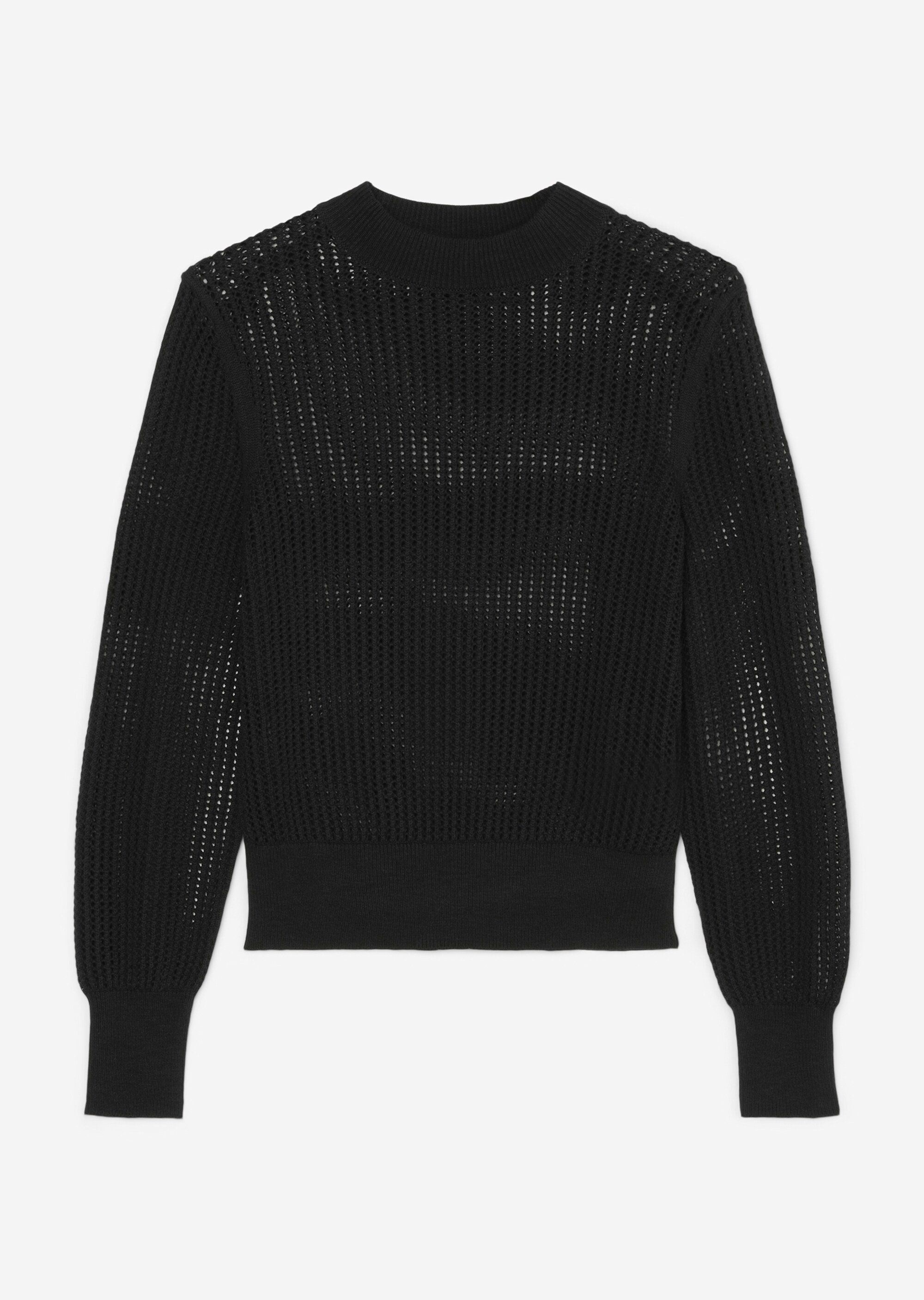 Ajour-Strickpullover slim aus Organic Cotton-Leinen-Mix