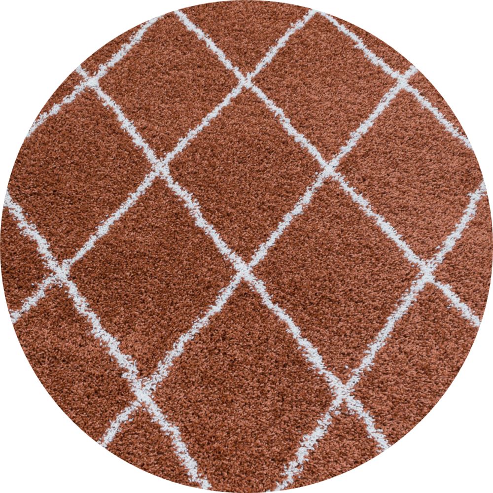 Moderner Runder Hochflor Teppich - Skandinavischer Stil mit Rautenmuster