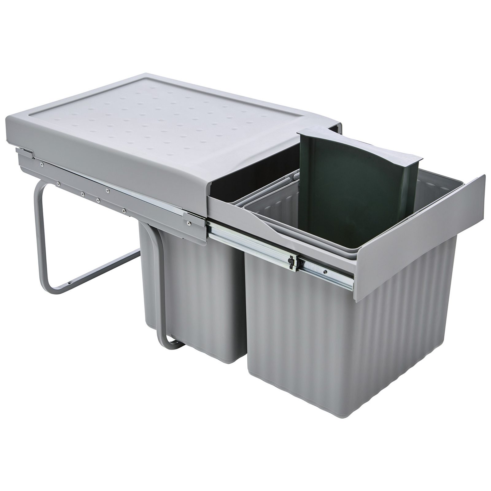 Einbau-Mülleimer - alugrau - 2x15 Liter