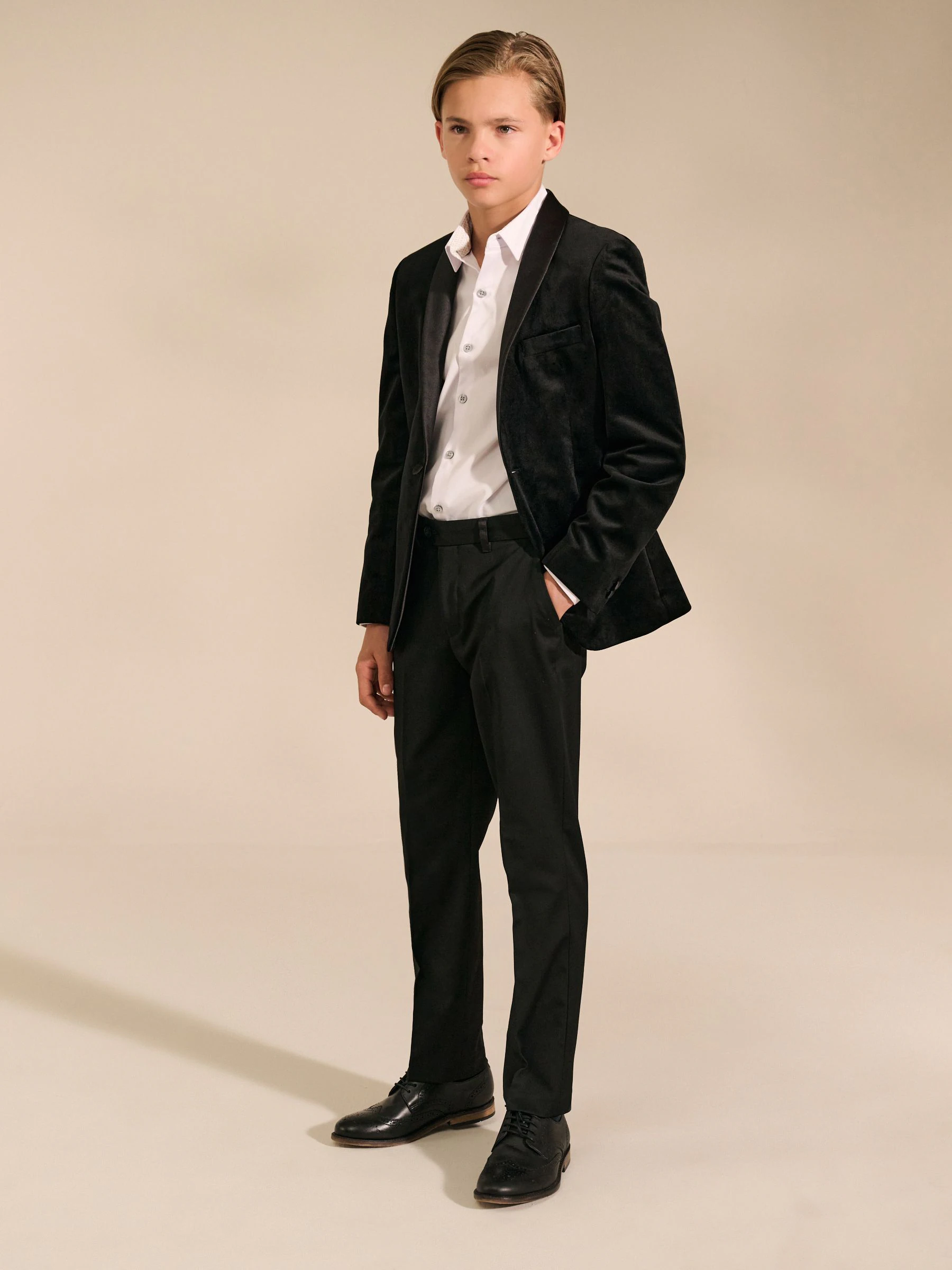 Zwart - Fluwelen blazer (3 - 16 jr)