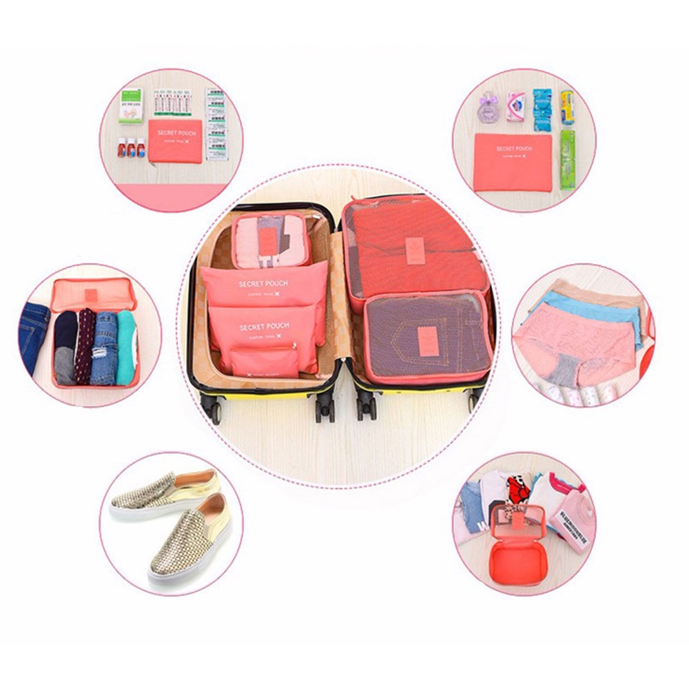 6in1 Spritzwasserfester Koffer Organizer Reise Gepäck Kompressions Kleidertaschen Set - Dunkelblau