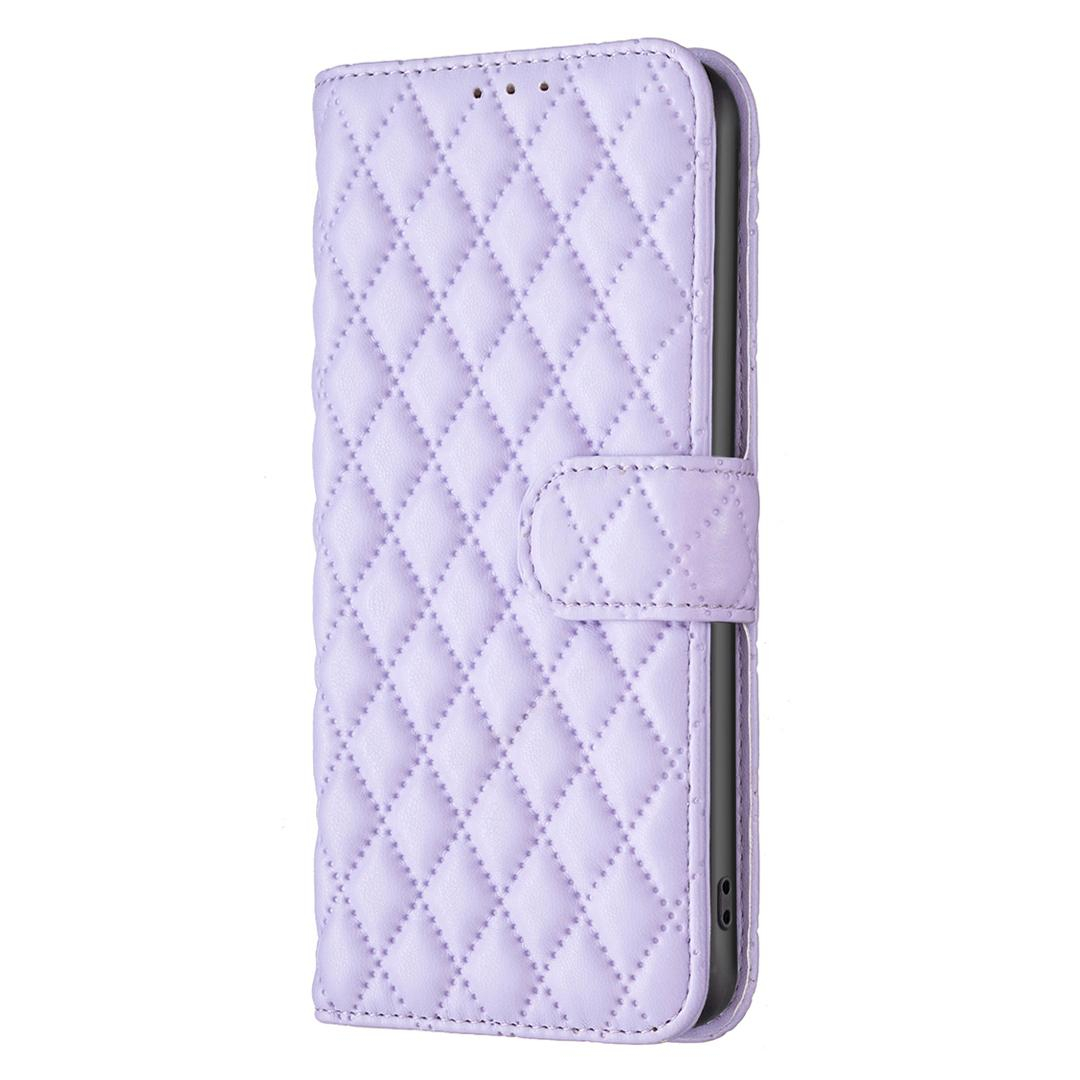 iPhone 14 / iPhone 13 Leder Tasche Flip Cover Steppmuster - Lila