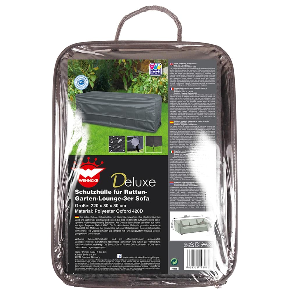 Housse pour salon de jardin deluxe 220x80x80 cm gris