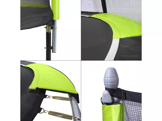 Kangui - Trampoline de jardin 305 cm + filet de sécurité JUMPI Vert/Noir 300