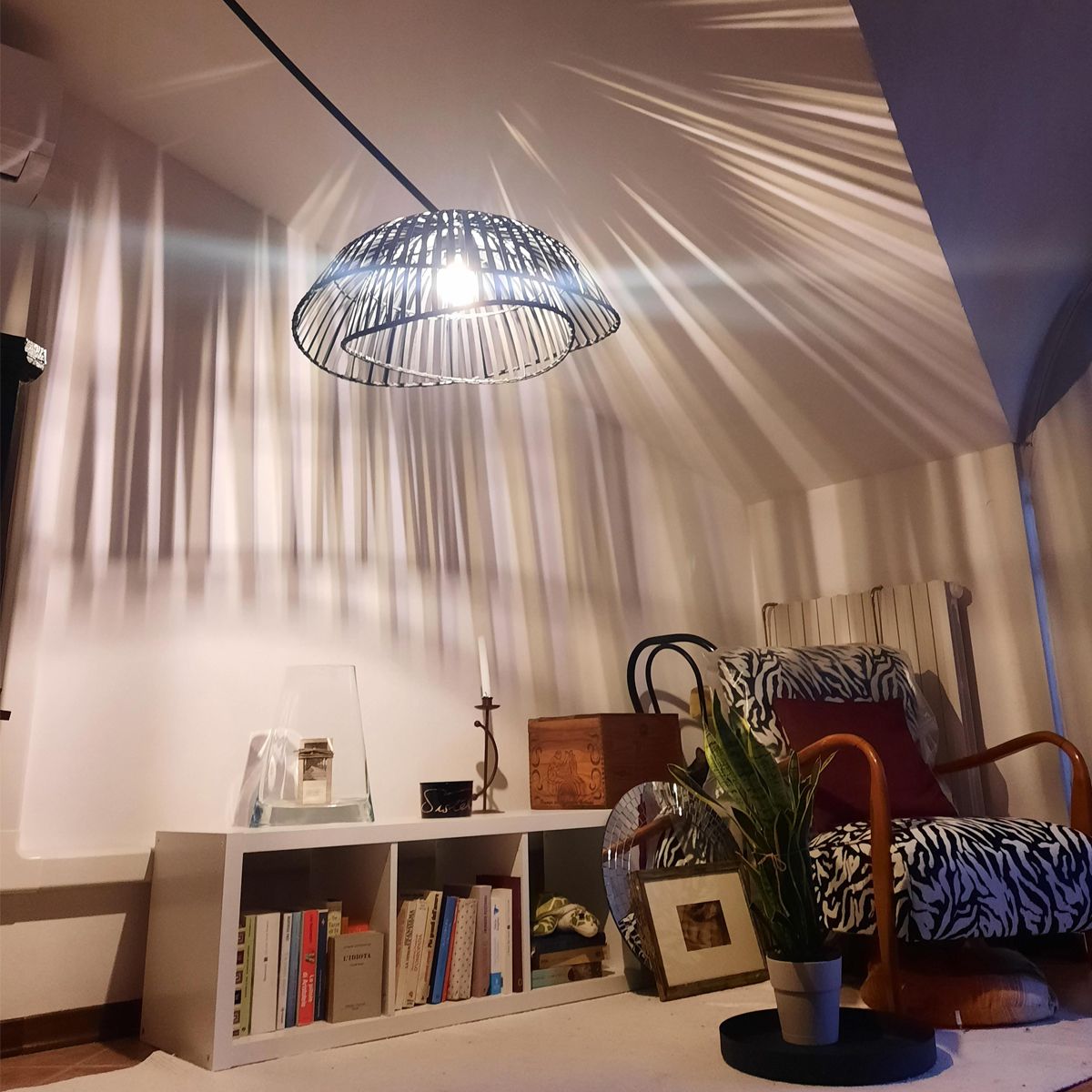 Oosterse booglamp met kap zwart bamboe - Pua