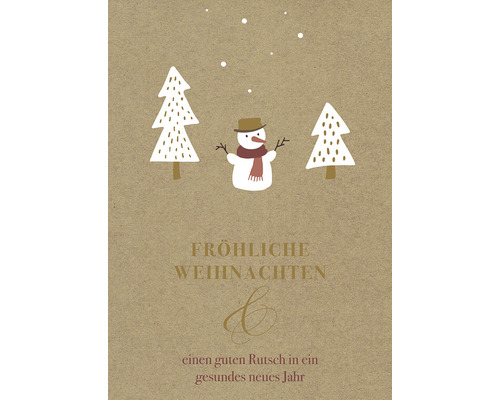Kerstkaart Sneeuwpop in het bos 10,5x14,8 cm