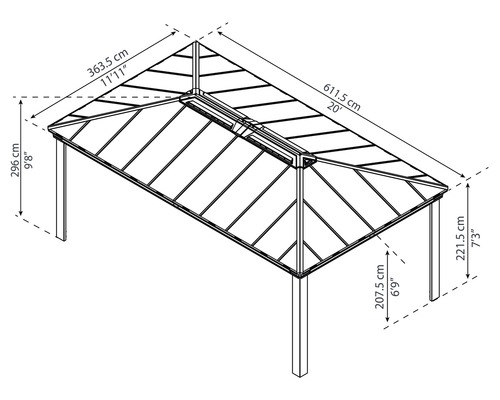 Gazebo Palram – Canopia Dallas 6100 612 x 364 cm antraciet