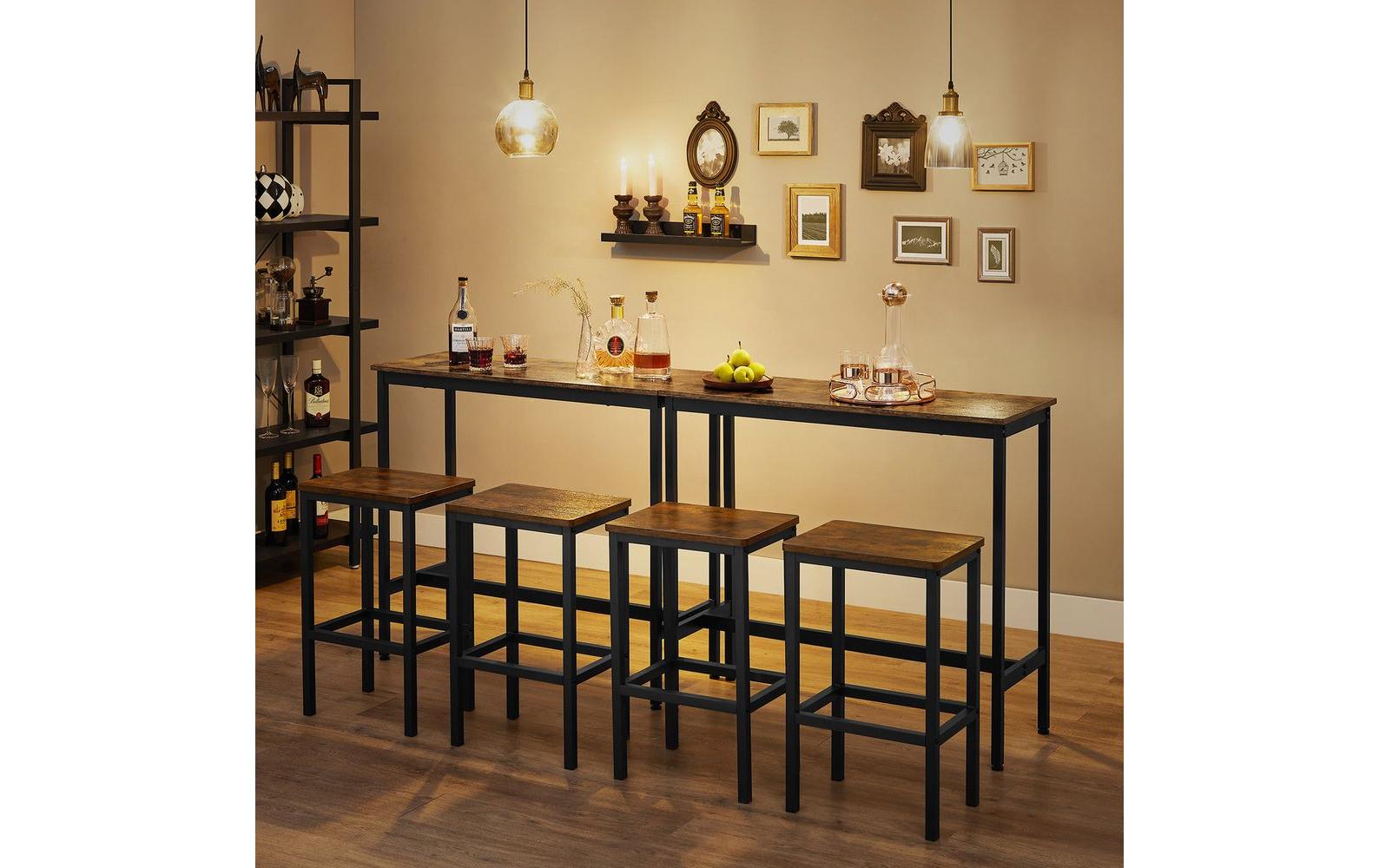 Bartisch 40/90 x 65 cm/100 cm, Braun/Schwarz<br>Bartisch mit 2 Hocker