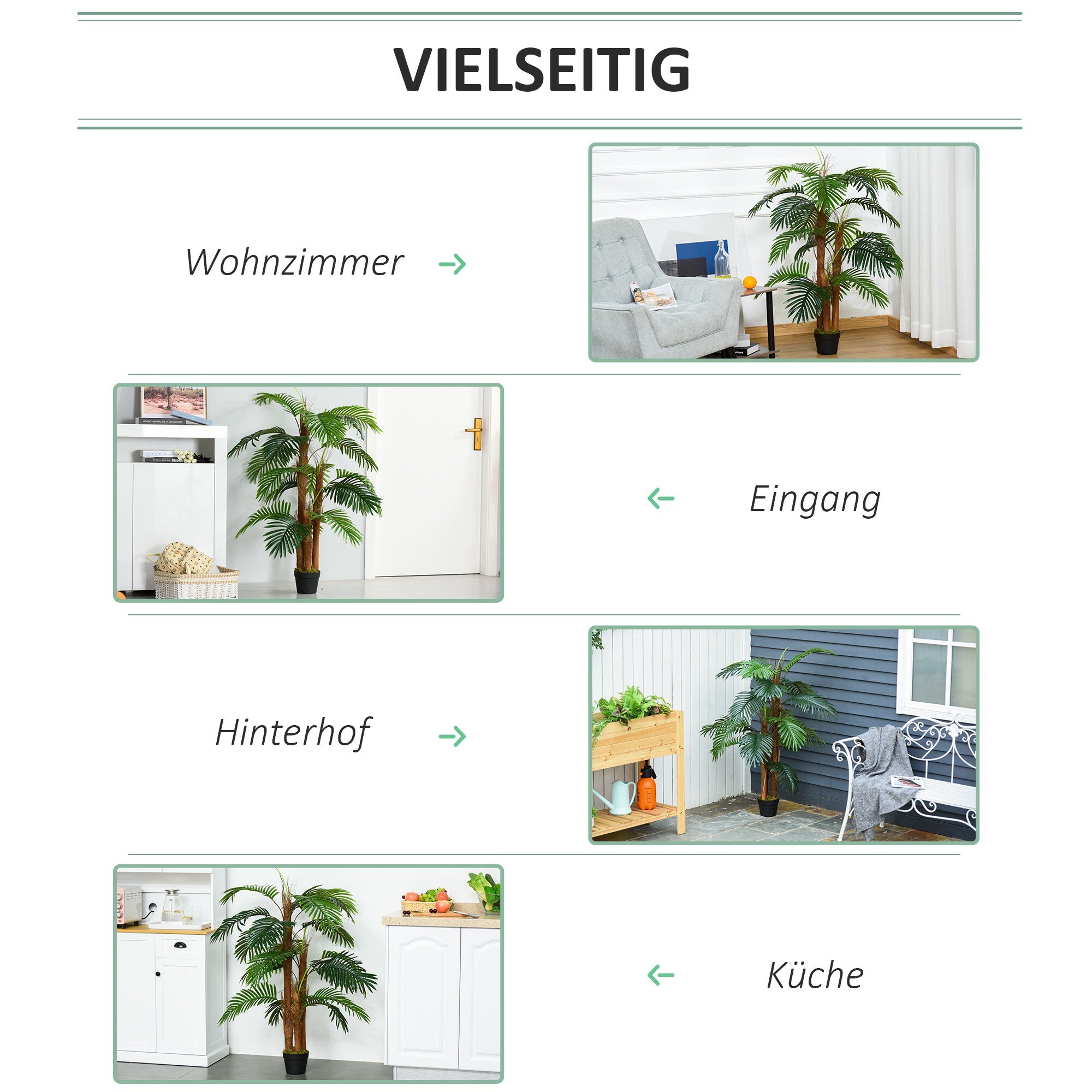 Outsunny künstliche Pflanze in Palmen Design grün 16L x 16B x 120H cm