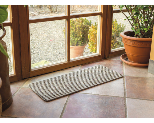 Geribbelde mat beige 25x60 cm