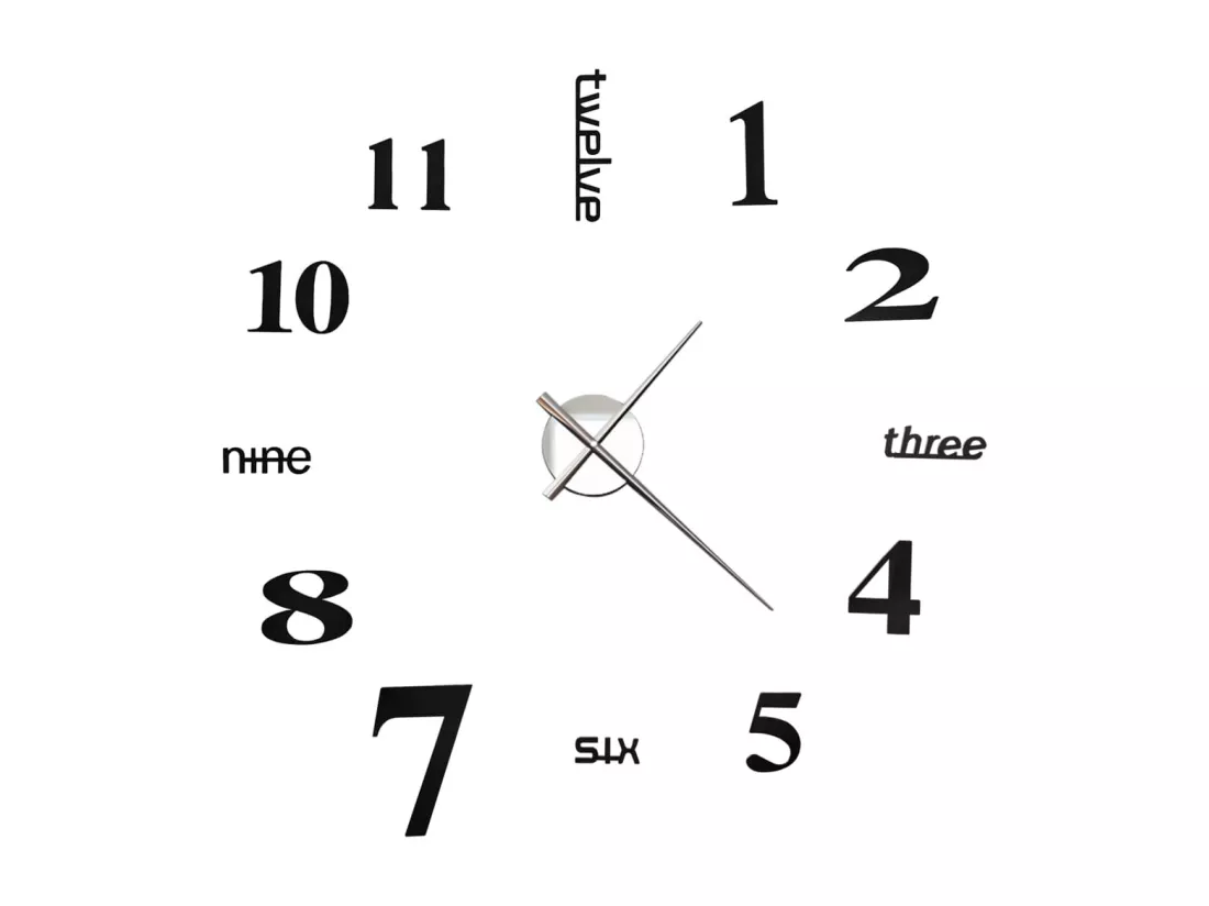 Horloge murale 3D Design moderne 100 cm XXL Noir