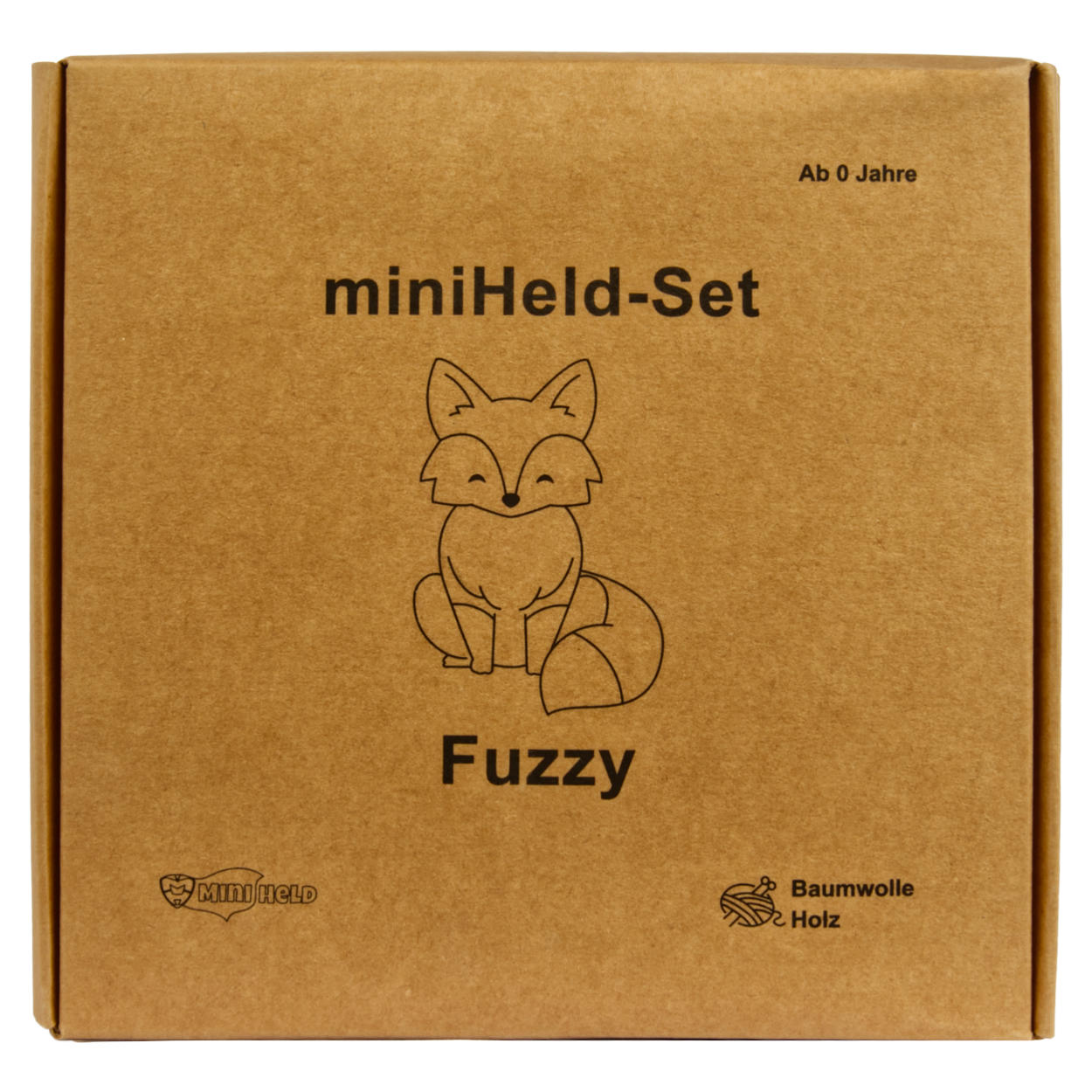 Handgestrickter Fuchs Fuzzy Set Babyrassel Holz Baumwolle 15 cm