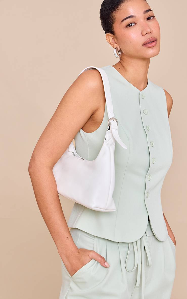 Blanc Cassé Sac À Bandoulière Incurvé Allongé En Synthétiquecuir