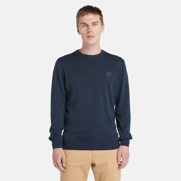 Pull teint en pièce pour homme en bleu marine