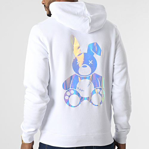 Sweat Capuche Holo Laser Lapin Blanc