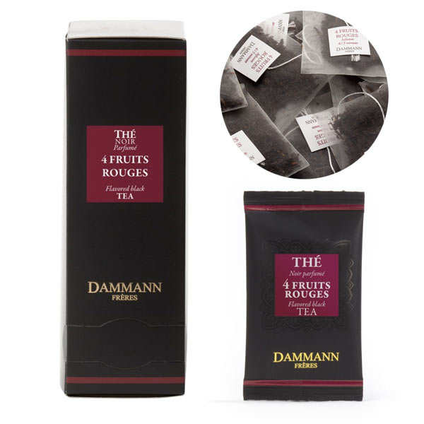 Thé noir aux 4 fruits rouges en sachets cristal - Dammann Frères