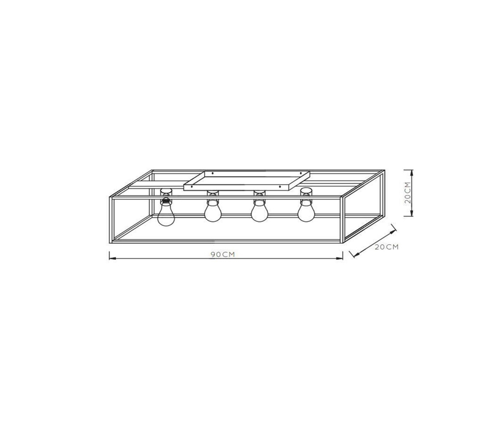 Lucide Ruben plafondlamp 90x20cm E27 zwart mat