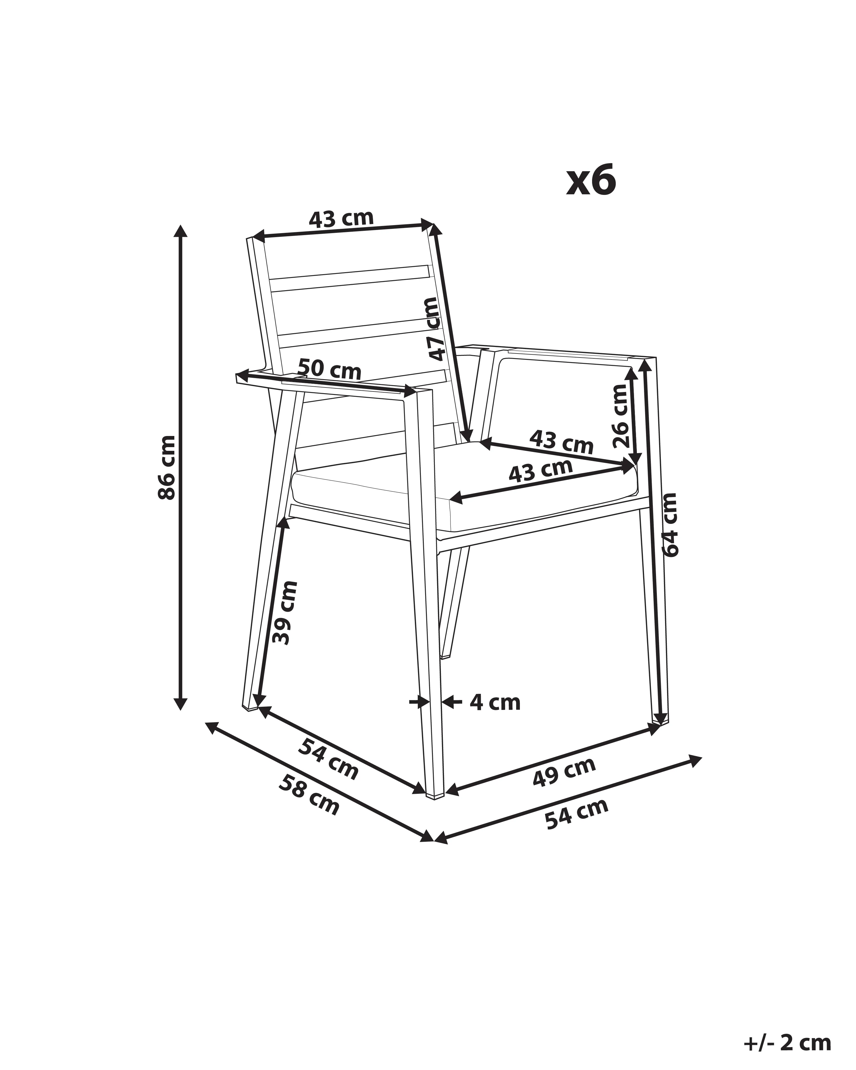 Set van 6 stoelen met zitkussen TAVIANO Metaal Grijs