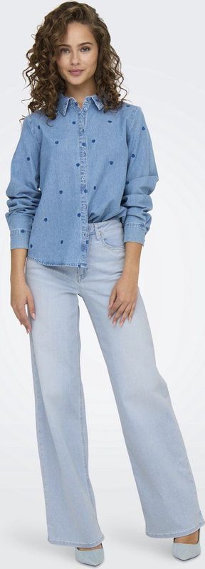 Only - Wide Leg Jeans - Licht Blauw - Denim - High Waist