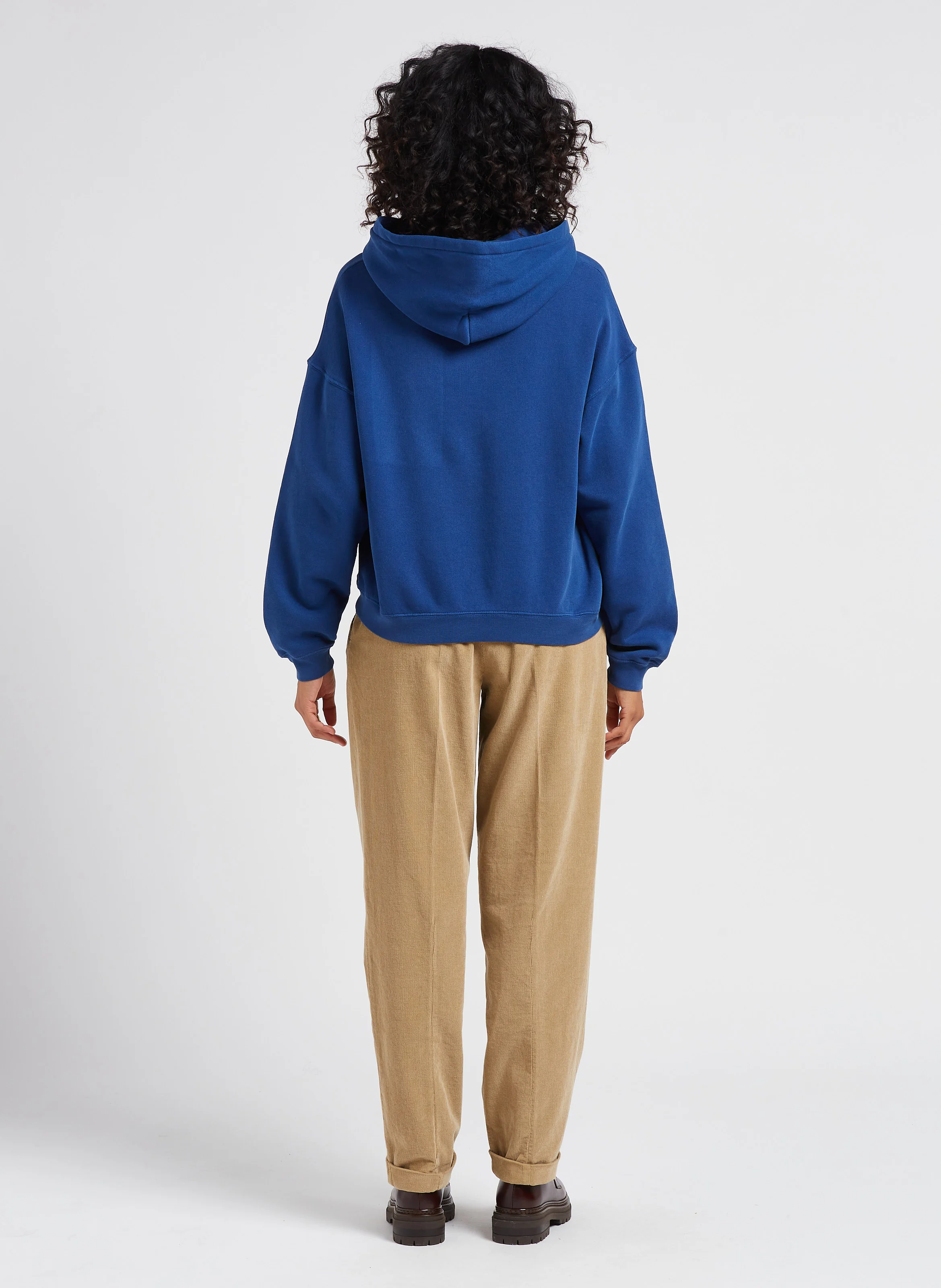 Pantalon carotte en coton de velours côtelé| Marron