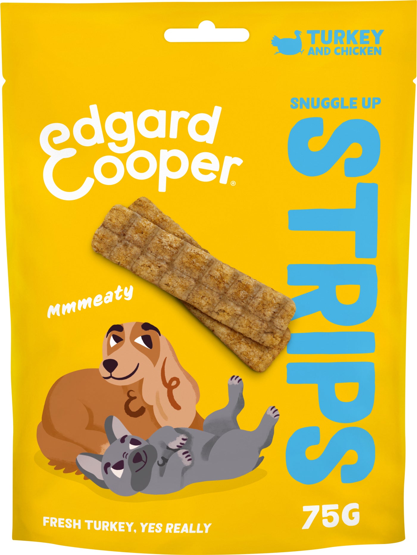 Edgard & Cooper hondensnack Snuggle Up Strips adult kip/kalkoen 75 gram
